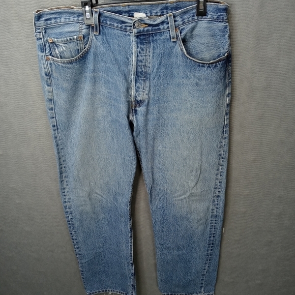 Levis 501XX men's button fly blue jeans. Sz 38x34.tear in seat. See last pic. M2 - Picture 1 of 11